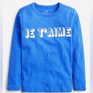 Kids' long-sleeve "je t'aime" graphic J.Crew blue long sleeve T-shirt Sz 10-11